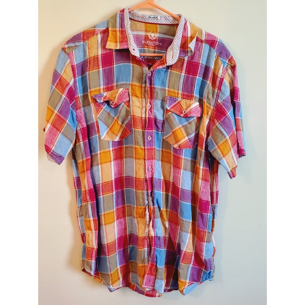 Feels shirt sleeve plaid shirt size M